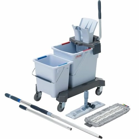 Vileda Professional Mop Cart, Double Bucket, w/Mop VLD148344